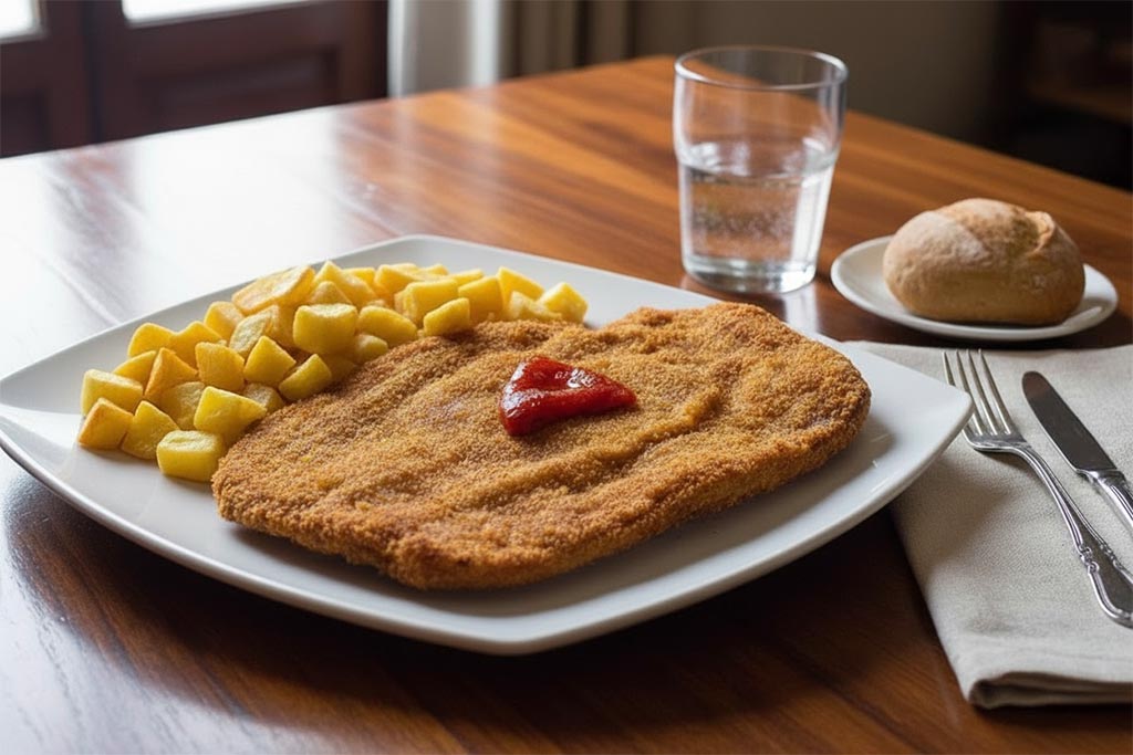 Qué comer en Gijón: Cachopo con patatas