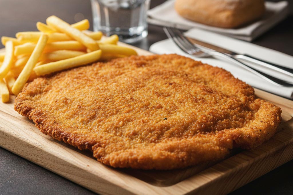 Dónde comer en Oviedo: Cachopo con patatas en Tierra Astur