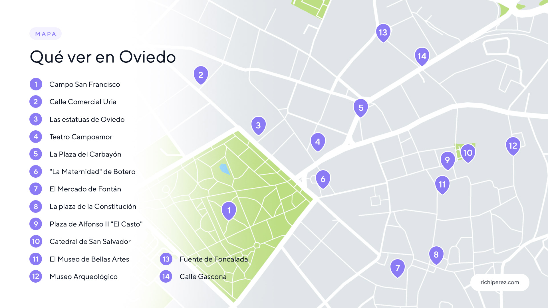 Qué ver en Oviedo Mapa