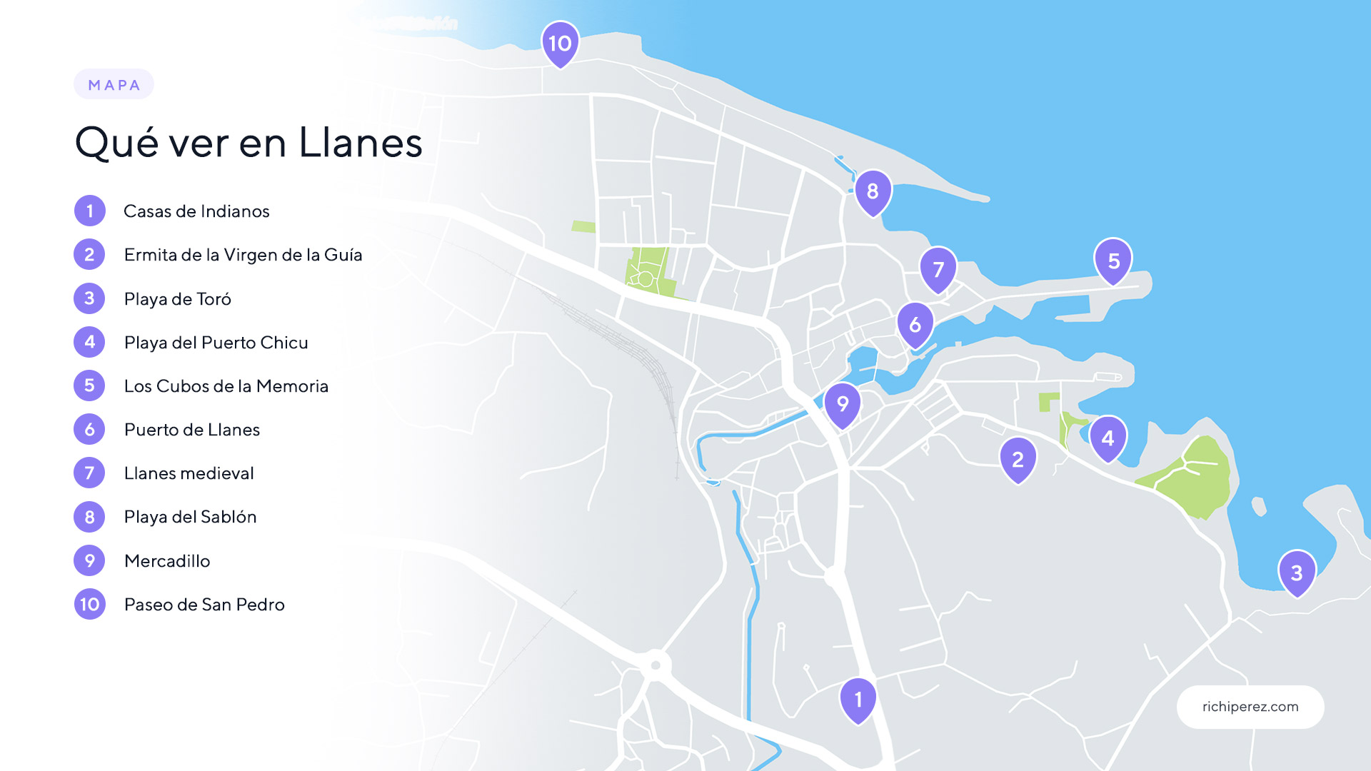 Qué ver en Llanes Mapa