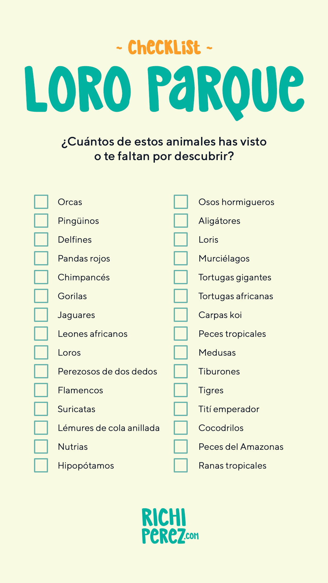 Checklist Loro Parque