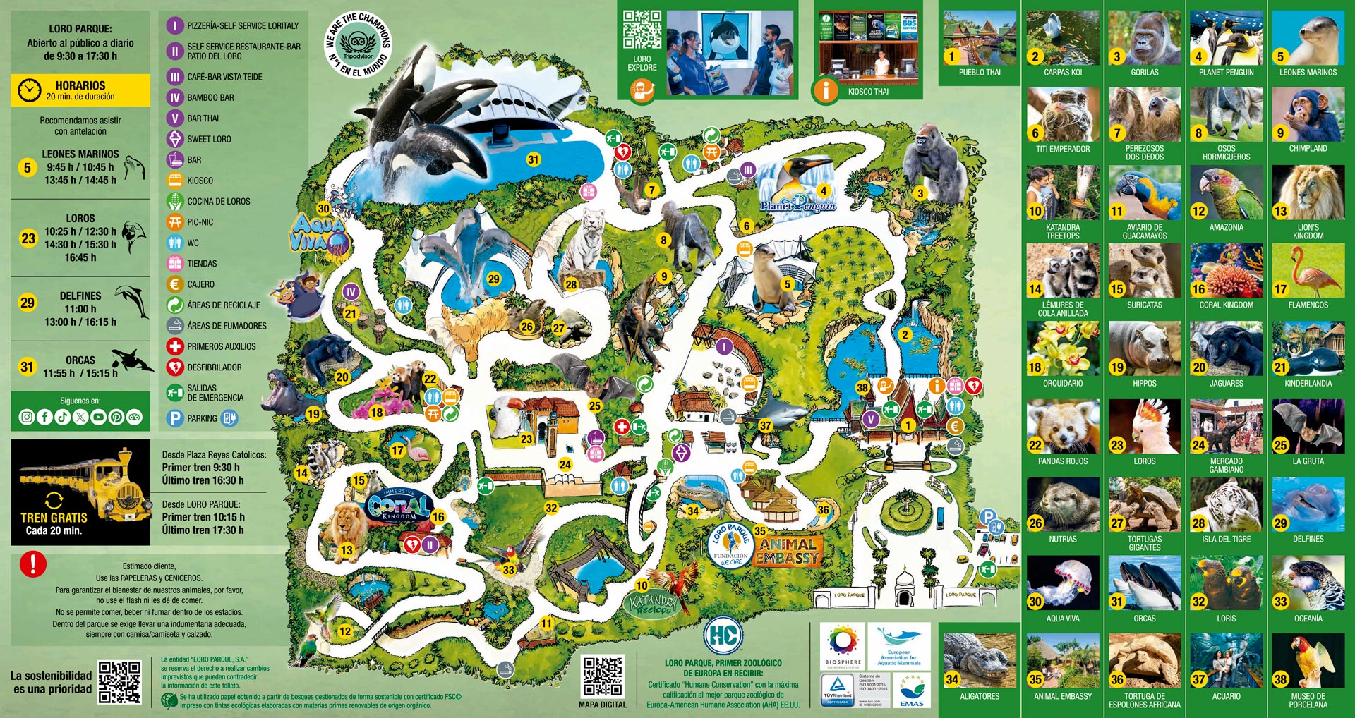 Mapa Loro Parque Tenerife en Puerto de la Cruz
