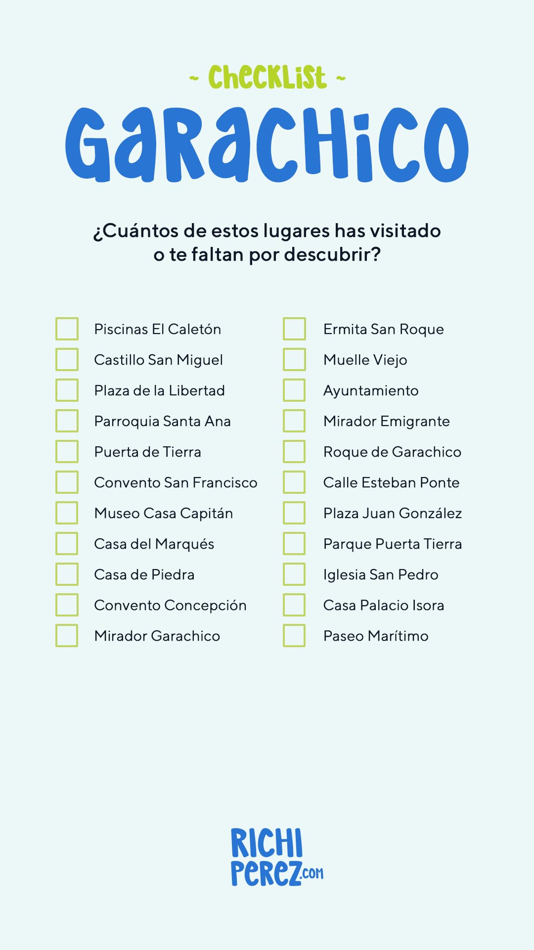 Checklist Garachico Richi Pérez