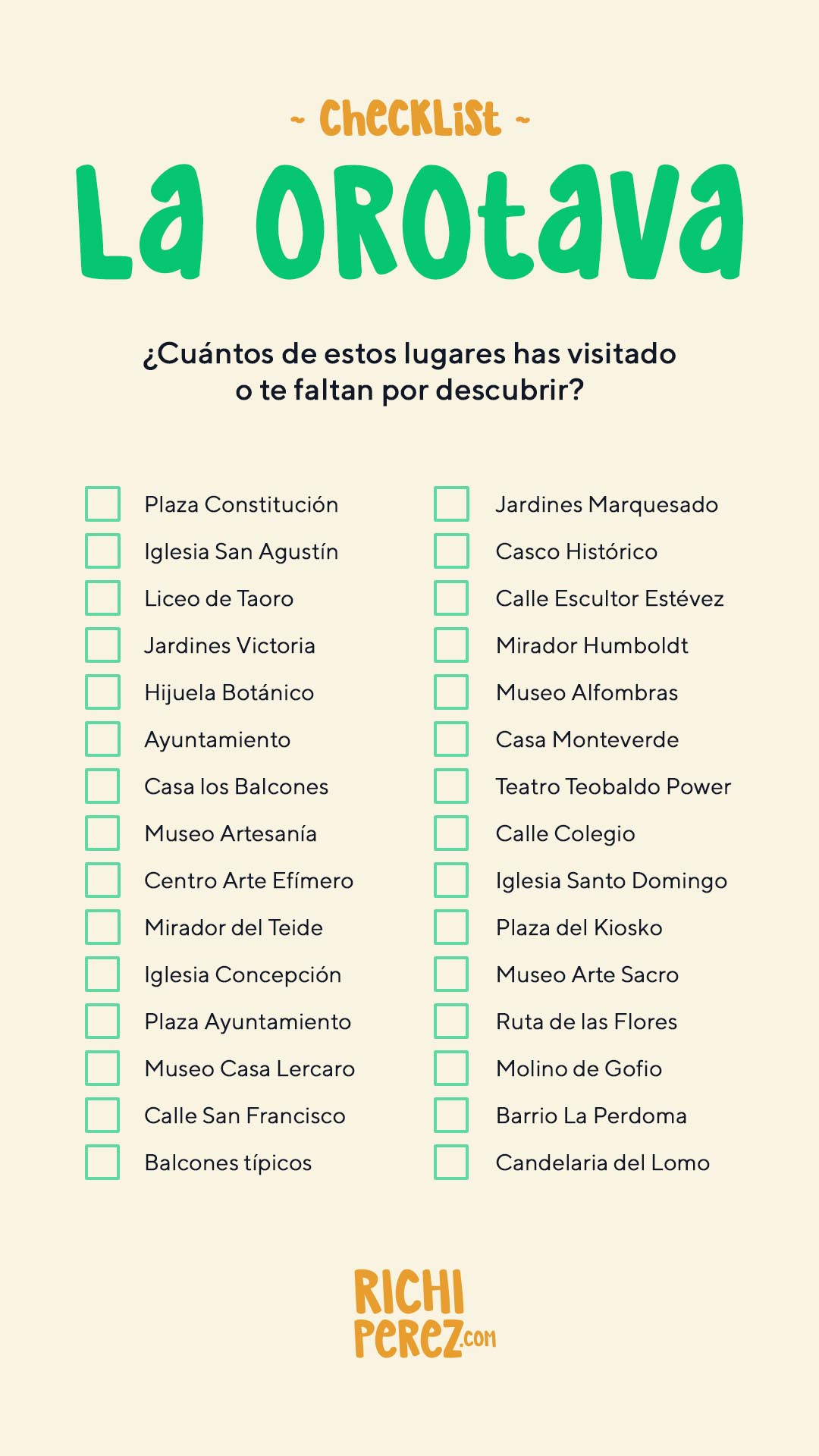 Checklist La Orotava Richi Pérez