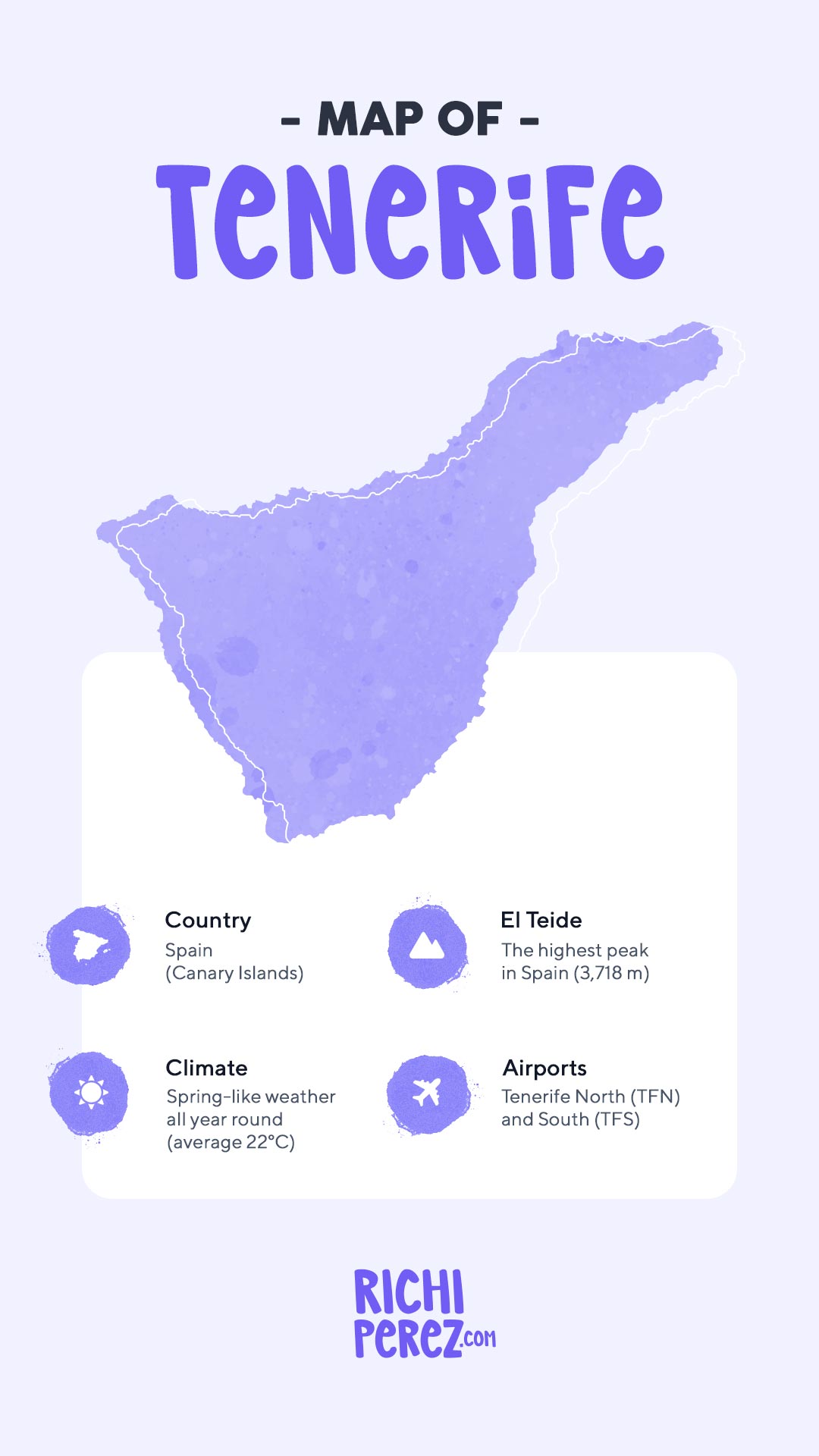 Map of places to visit in Tenerife