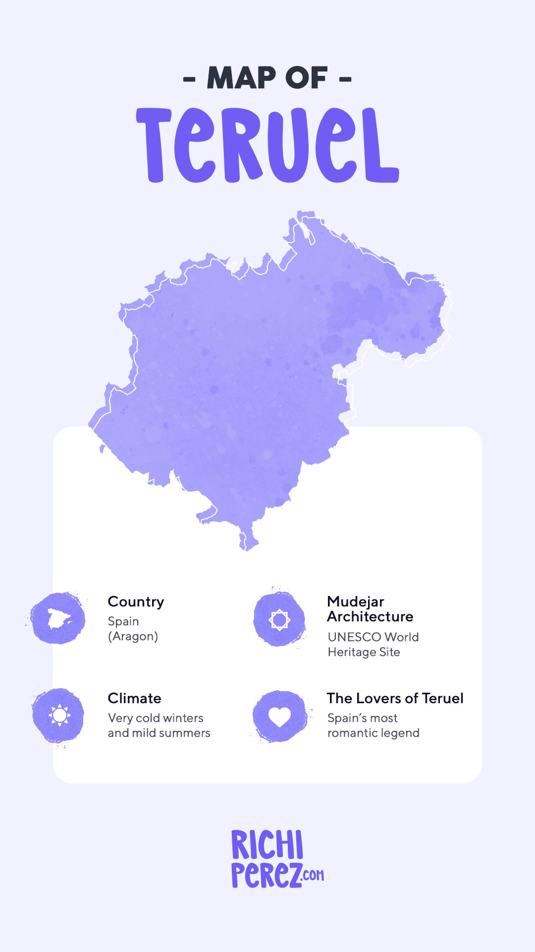 Map of the main places to visit in Teruel capital