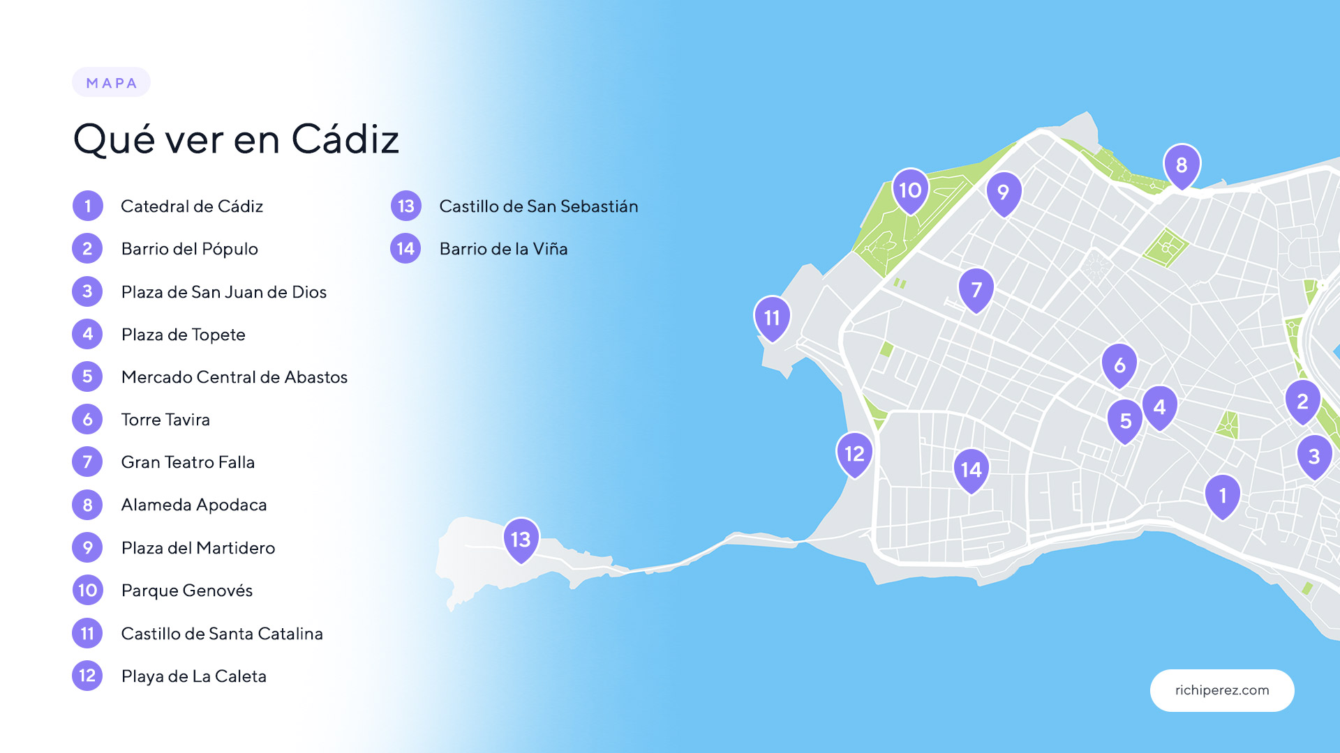 Qué ver en Cádiz capital Mapa